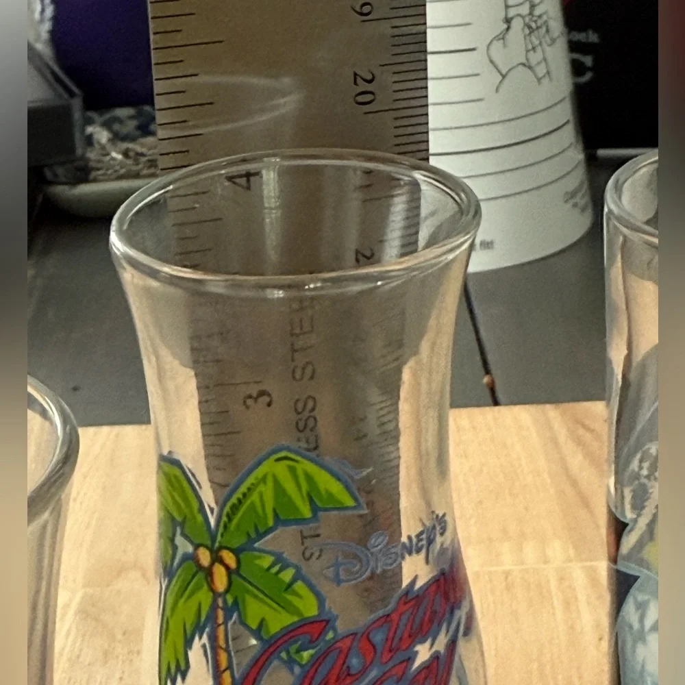 Disney 3 Shot Glass Set Castaway Cay Bahamas, Disney-MGM Studios, Magic Kingdom
